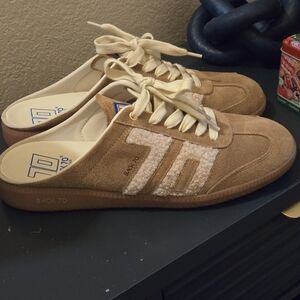 Back 70 Women's Tan Suede Mules